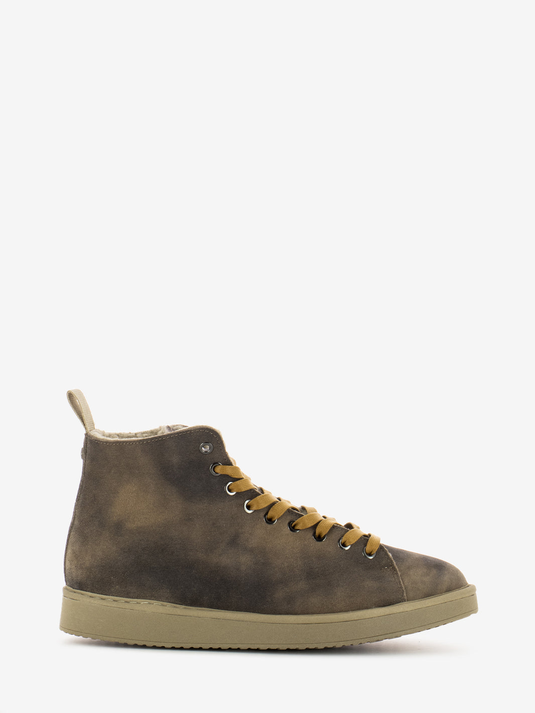 P01 ankle boot washed suede faux fur lining brown