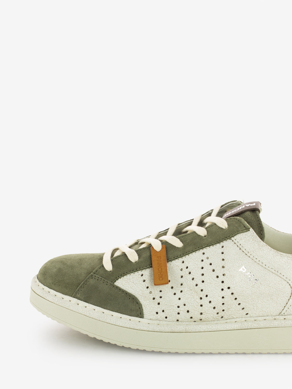 P01 Lace-Up cracked suede ivory / military olive