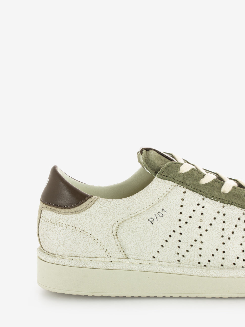 P01 Lace-Up cracked suede ivory / military olive