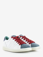 PANCHIC - P01 Lace Up leather suede white / basic blue / red