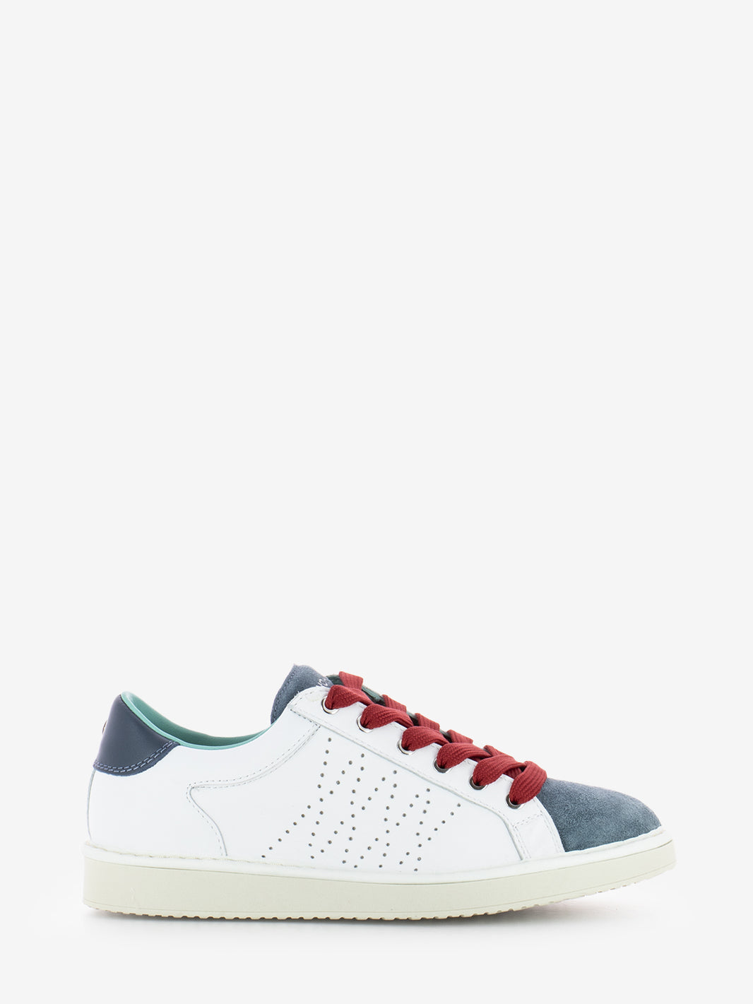 P01 Lace Up leather suede white / basic blue / red