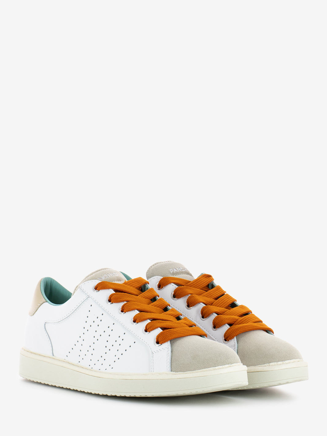 P01 Lace Up leather suede white fog / burnt orange