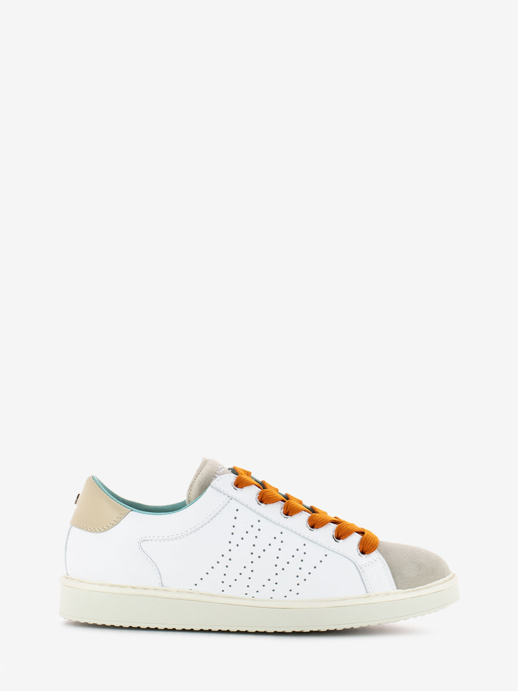 P01 Lace Up leather suede white fog / burnt orange