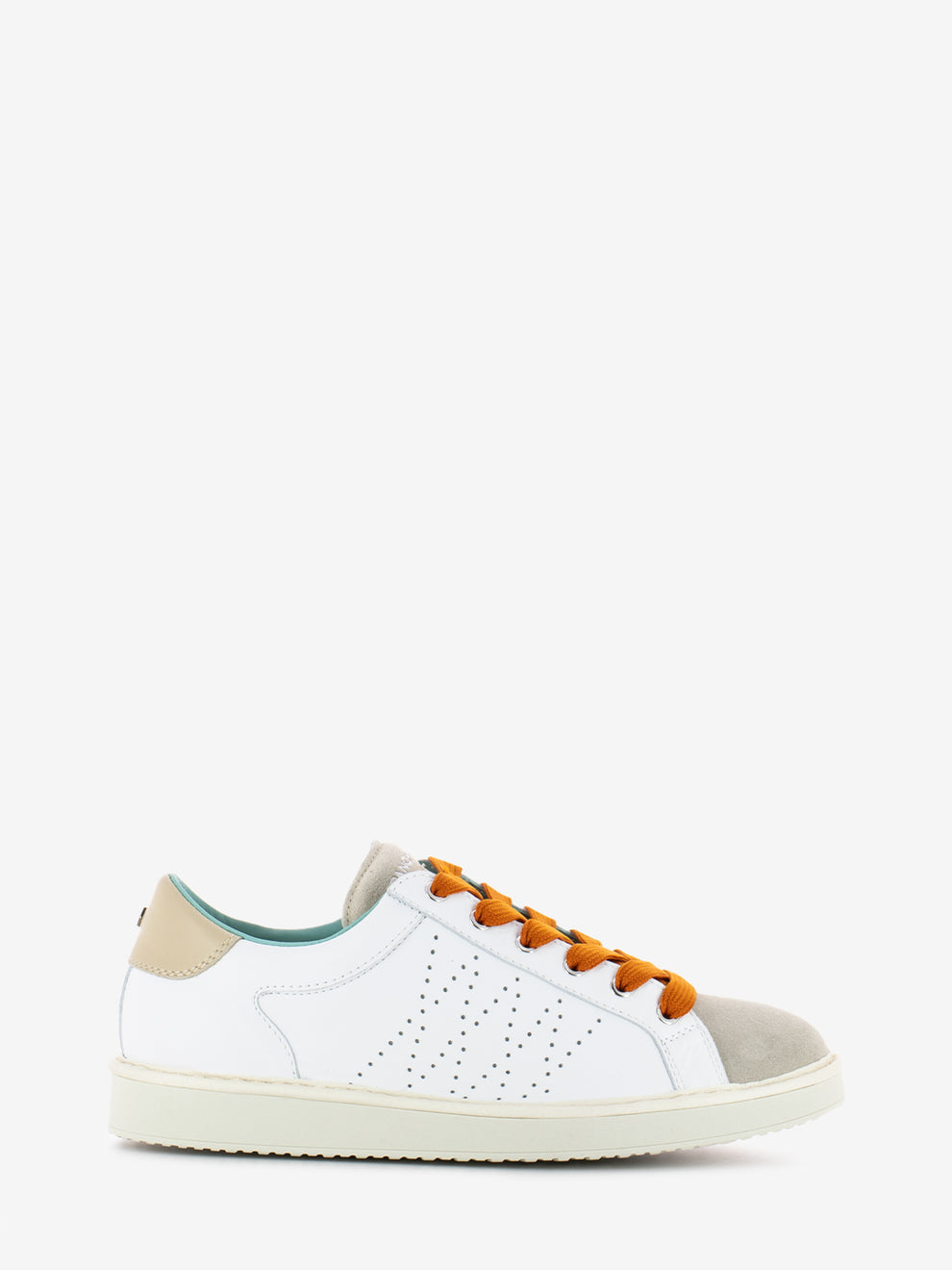 P01 Lace Up leather suede white fog / burnt orange
