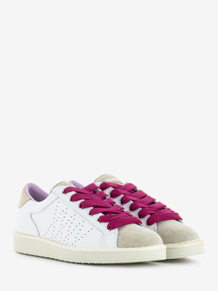 P01 Lace-Up leather suede white fog / fuxia