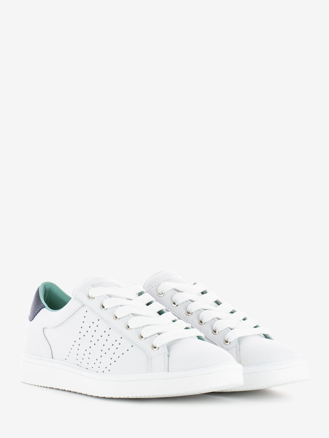 P01 Lace Up Leather white / cosmic blue