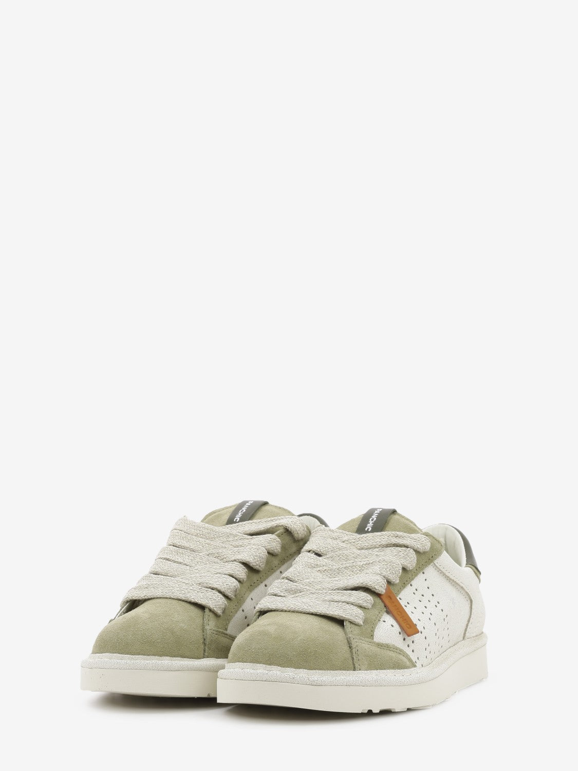 Sneakers cracked suede ivory / olive