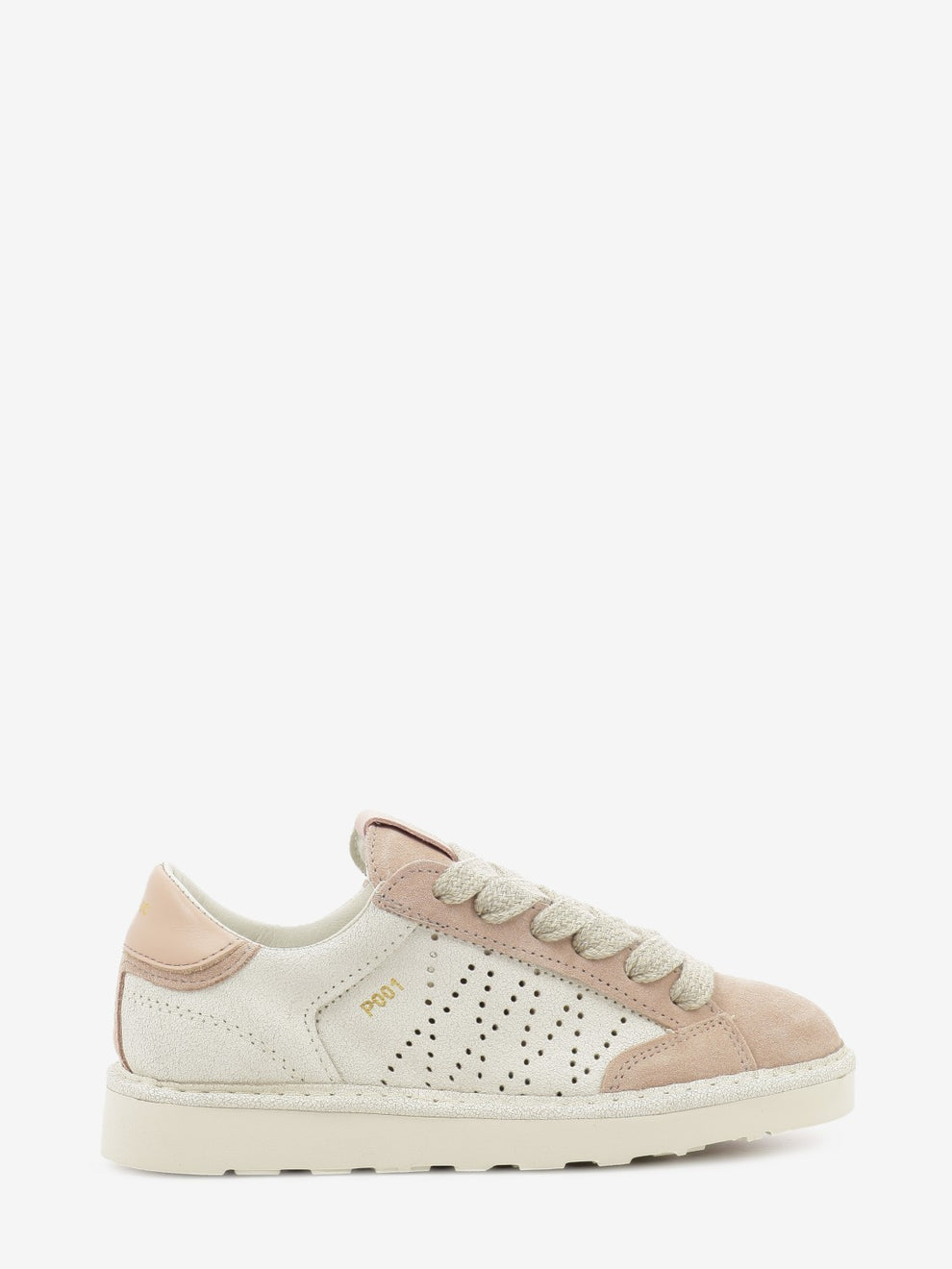 Sneakers P001 cracked suede ivory / nude