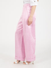 ALYSI - Pantalone blurred satin con pinces candy