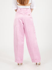 ALYSI - Pantalone blurred satin con pinces candy