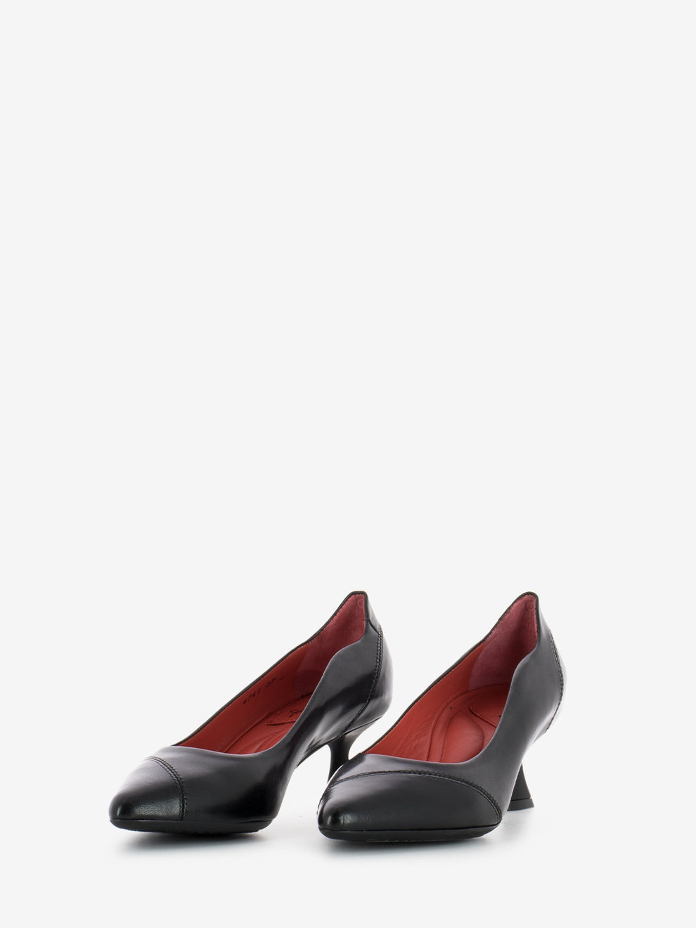 Décolleté con cucitura in pelle nero