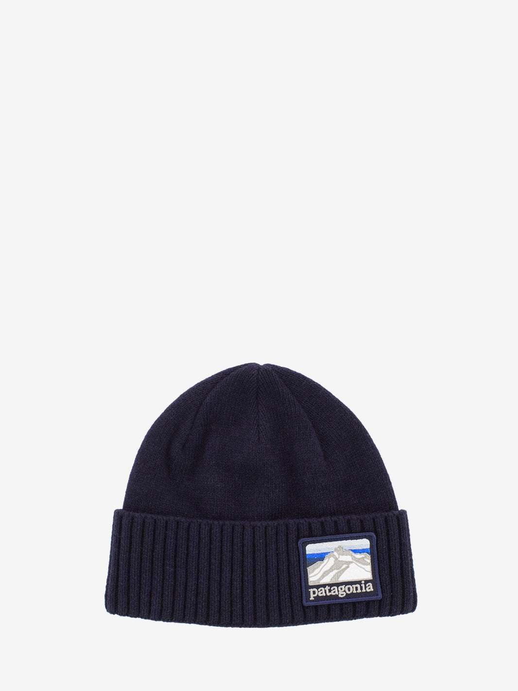 Brodeo beanie con risvolto blu