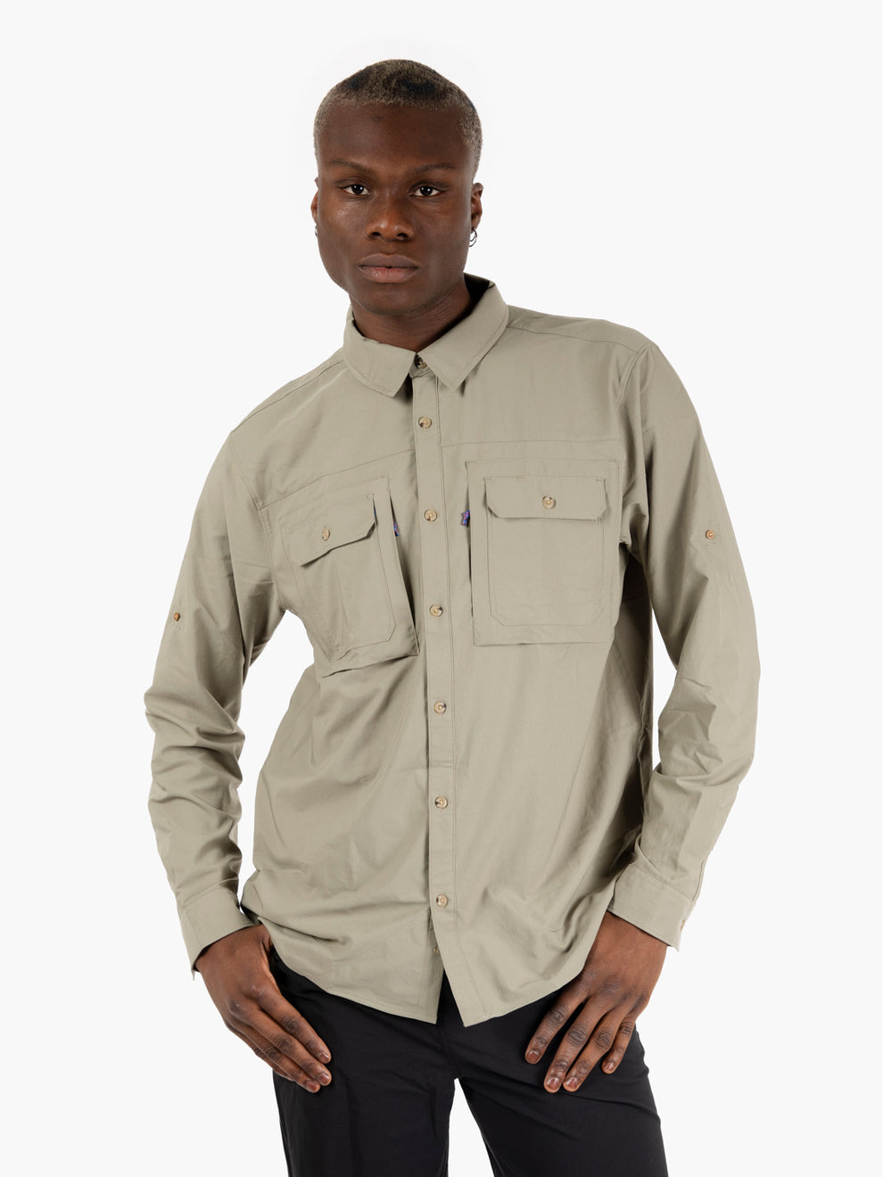 Camicia LS guided sun river rock green