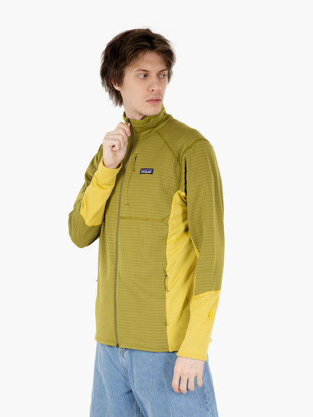 Men's R1 Fleece midlayer jacket graze green