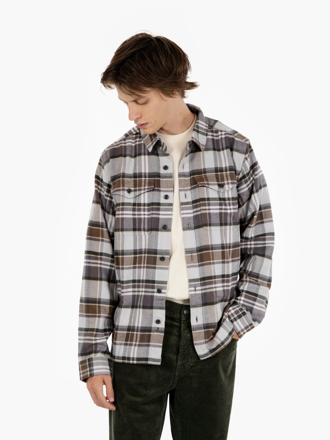 M'S Fjord flannel shirt salt grey