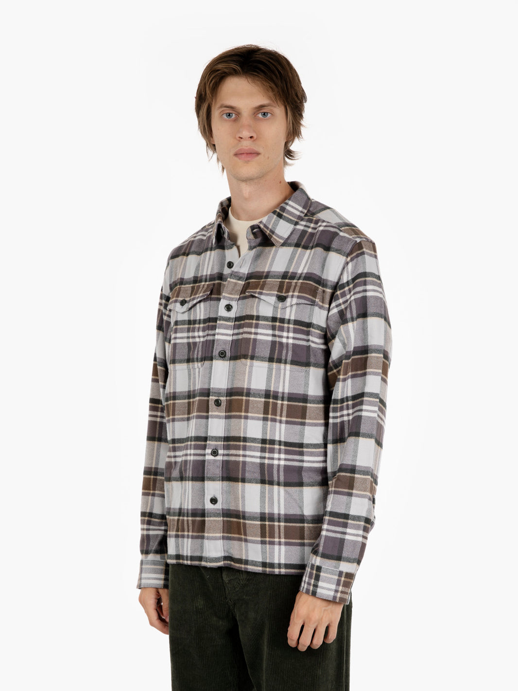 M'S Fjord flannel shirt salt grey