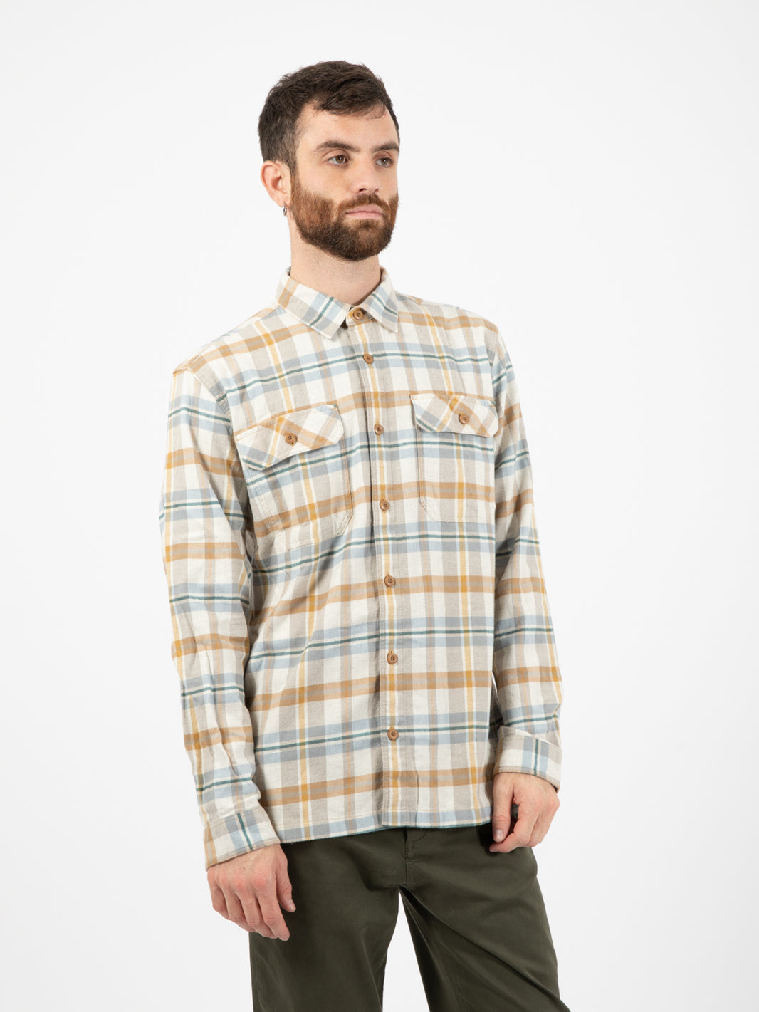 M's L/S Organic Cotton Mw Fjord Flannel Shirt beige