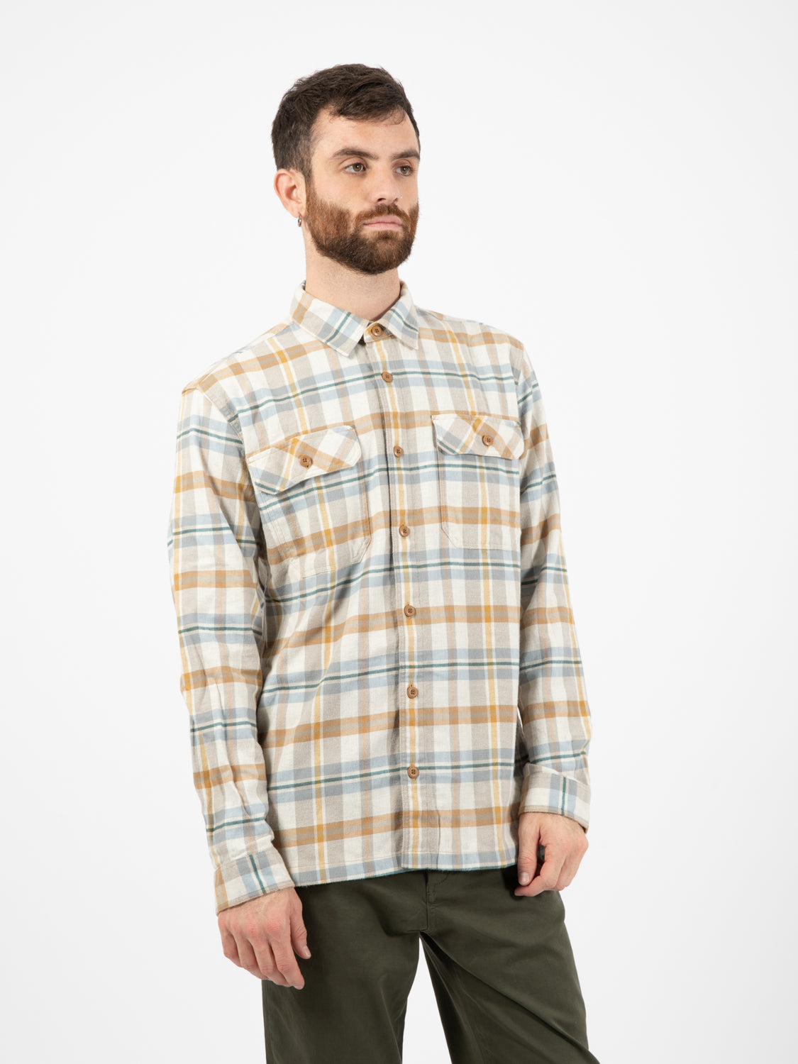 M's L/S Organic Cotton Mw Fjord Flannel Shirt beige
