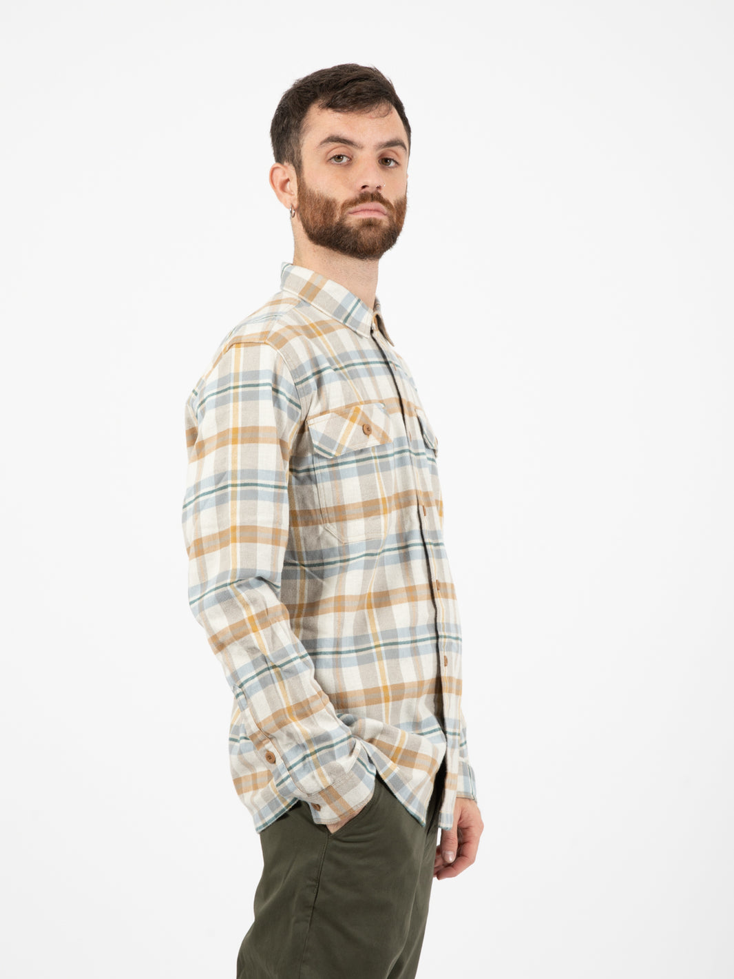 M's L/S Organic Cotton Mw Fjord Flannel Shirt beige