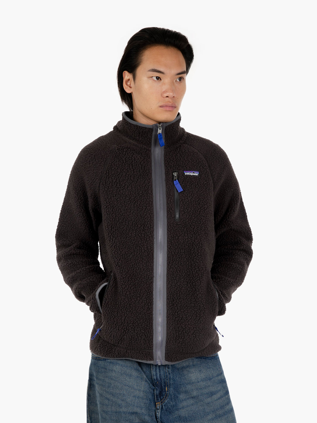 M'S Retro fleece jaket black w / forge grey