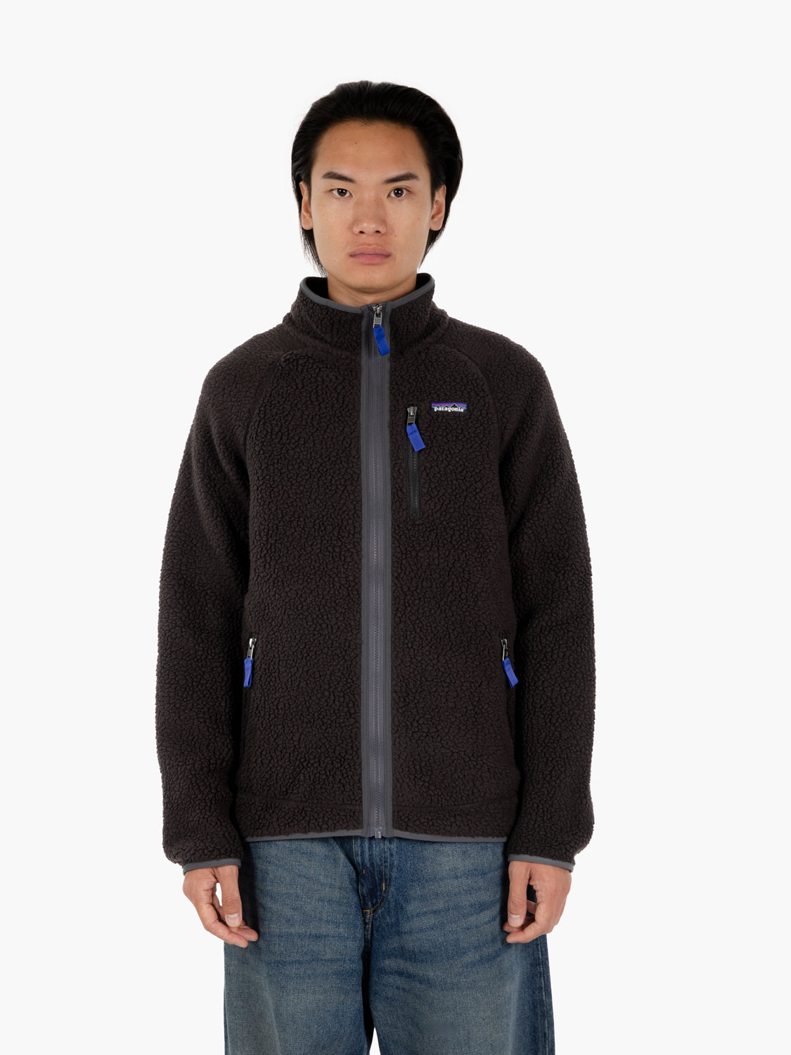 M'S Retro pile jaket black w / forge grey