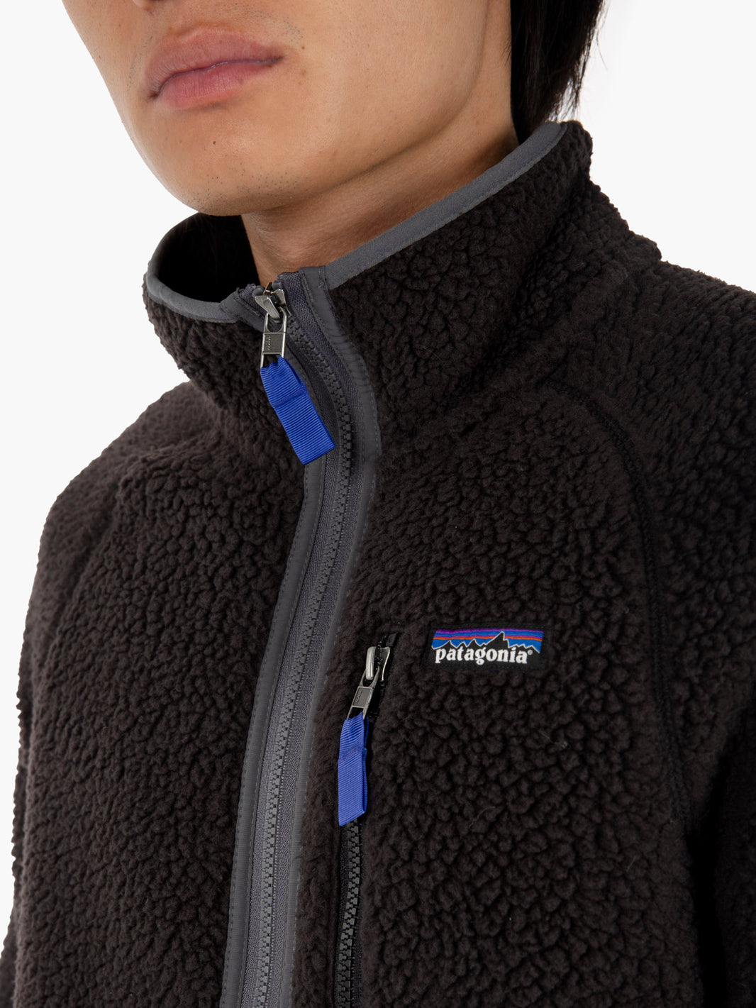 M'S Retro fleece jaket black w / forge grey