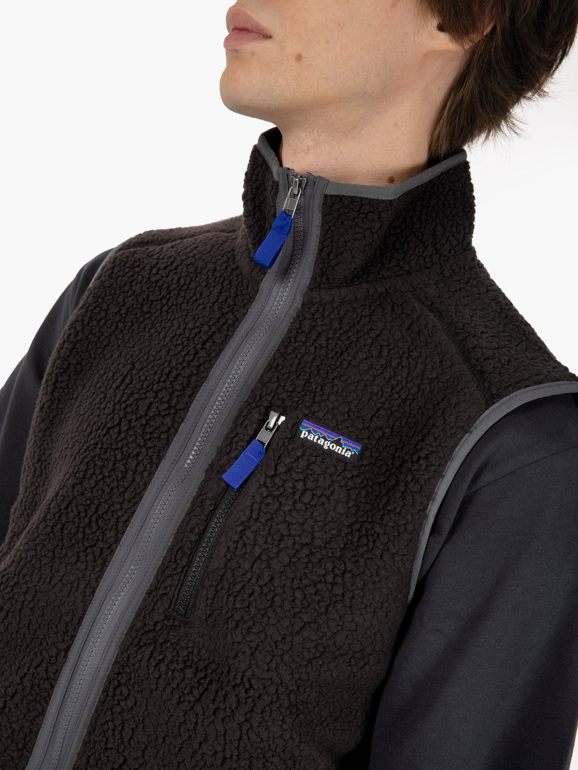 M'S Retro pile vest black w / forge grey