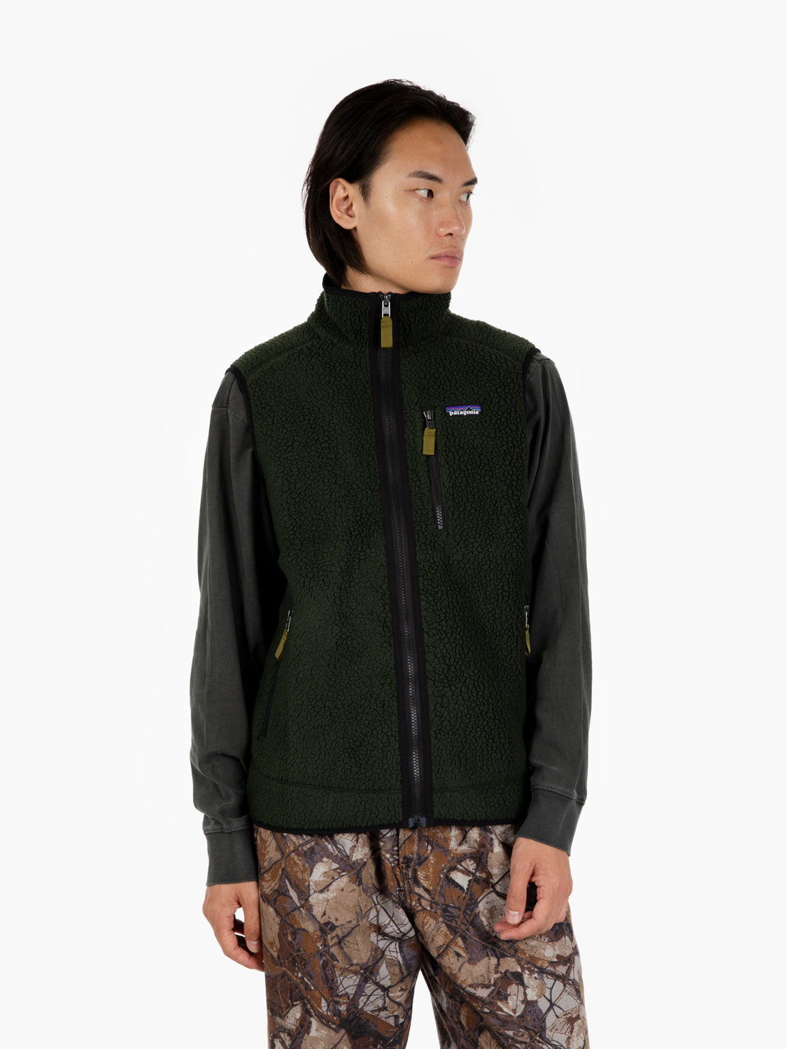 M'S Retro pile vest old growth green
