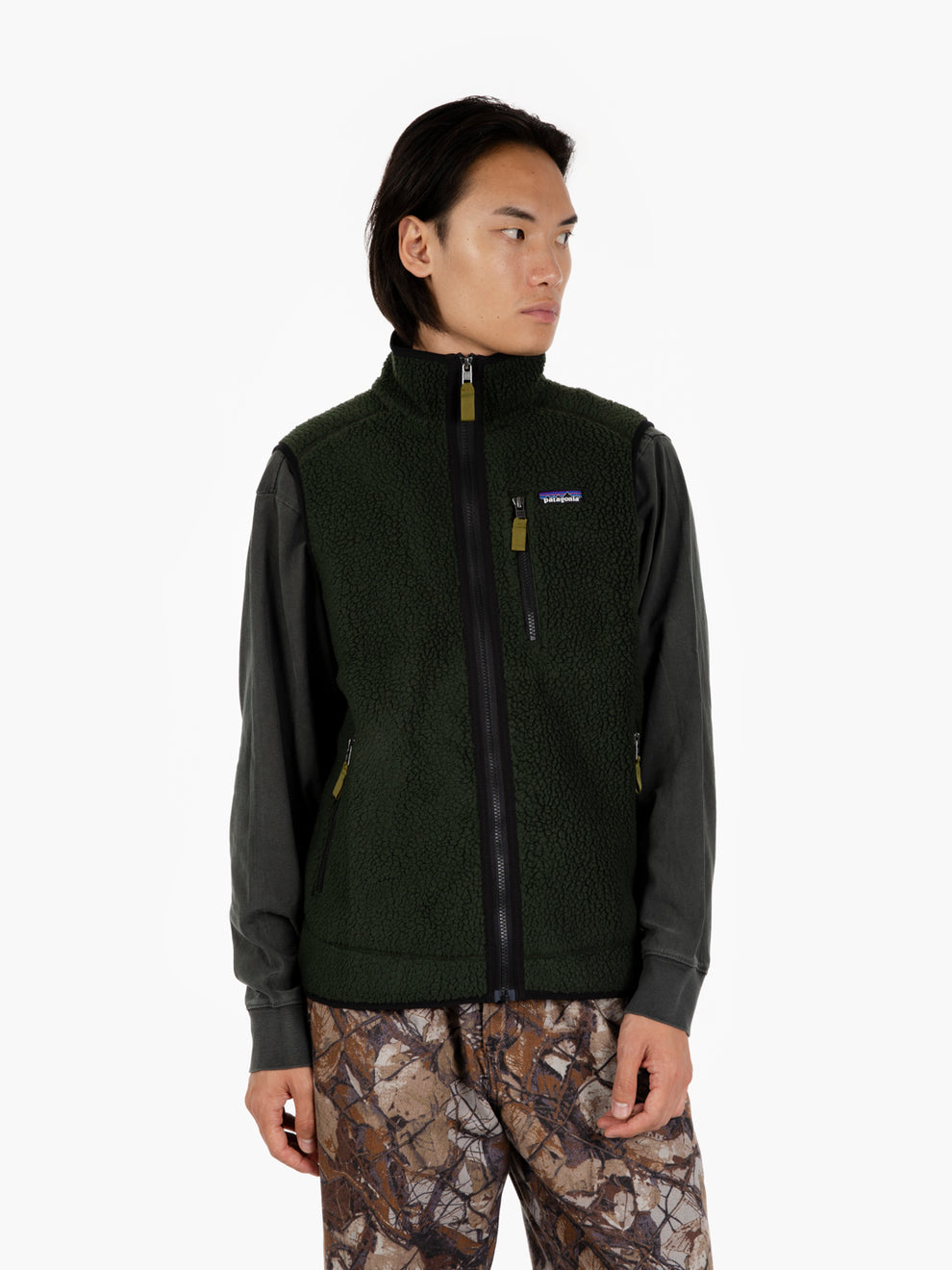 M'S Retro pile vest old growth green