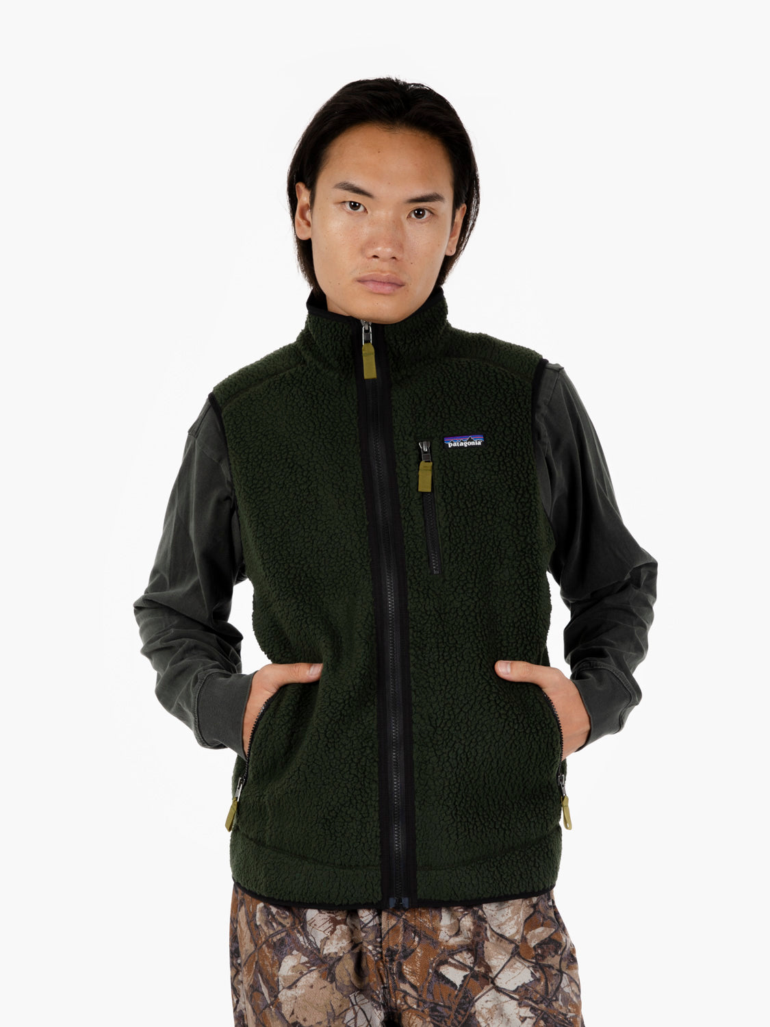 M'S Retro pile vest old growth green
