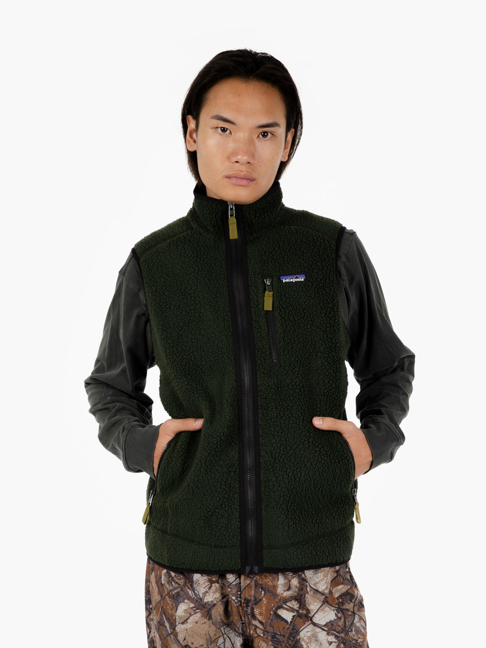 M'S Retro pile vest old growth green