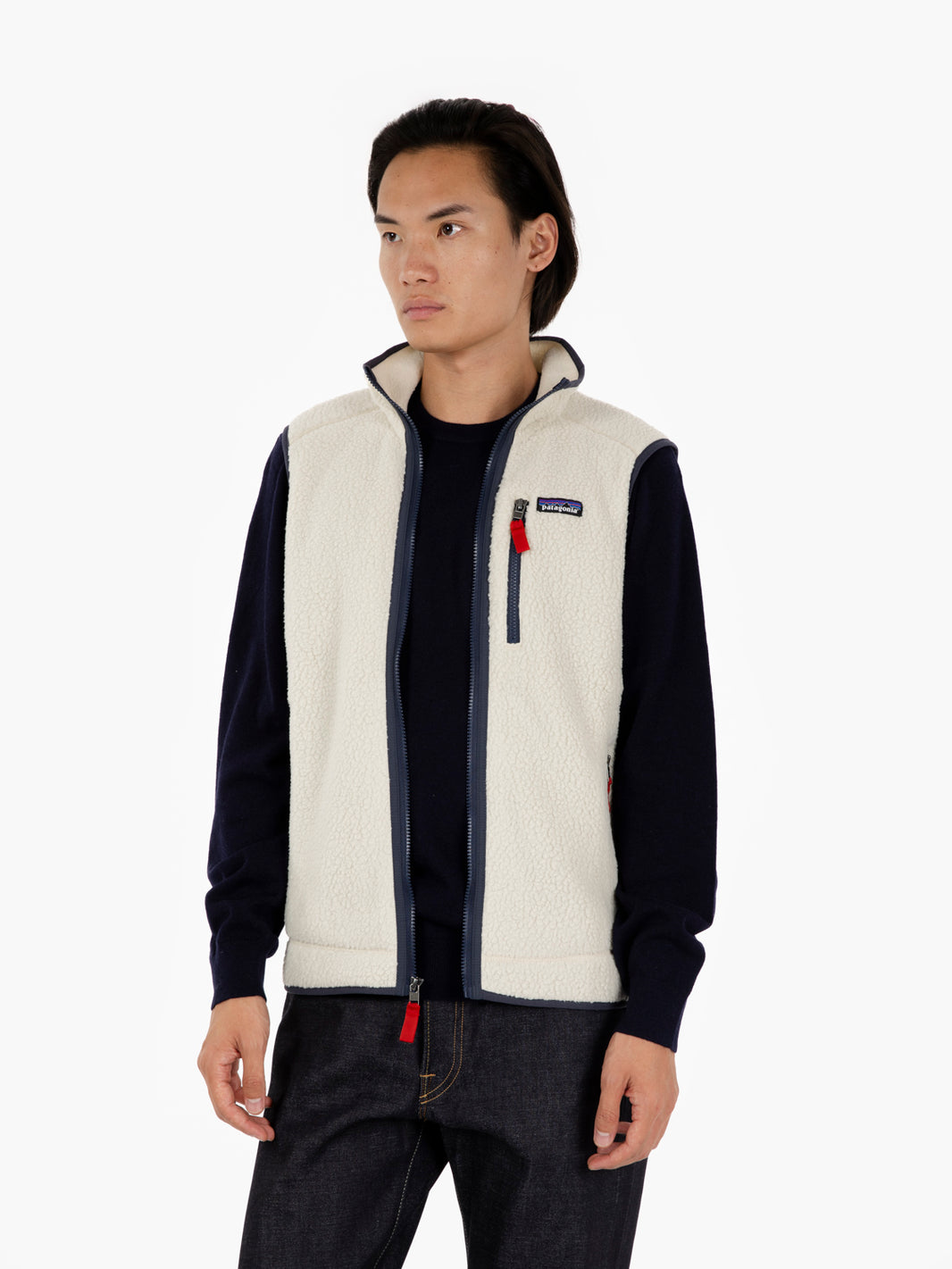 M'S Retro fleece vest pelican w/smolder blue