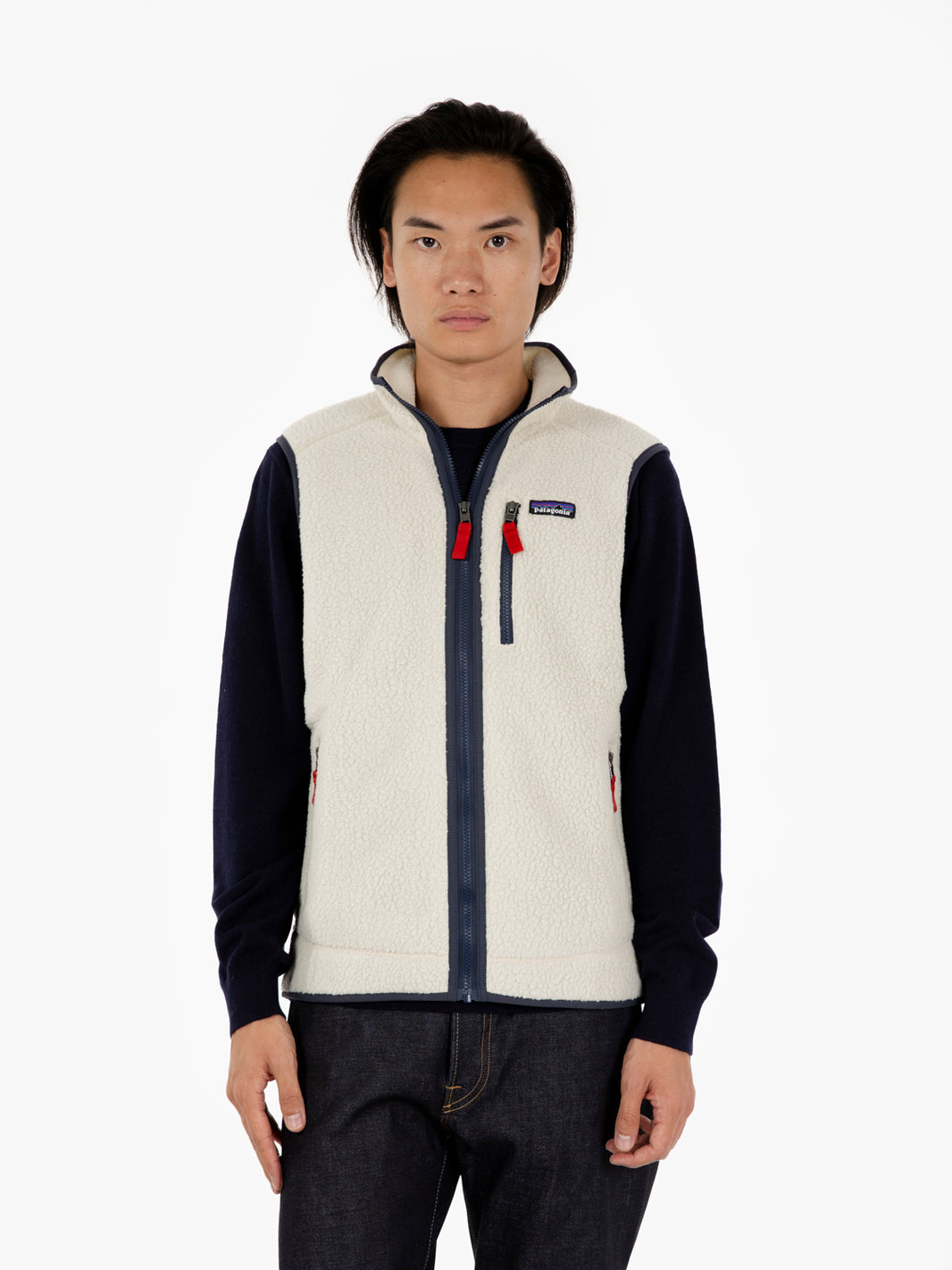 M'S Retro fleece vest pelican w/smolder blue