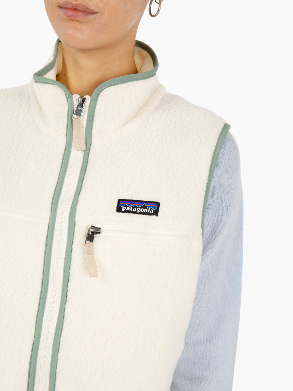 W'S Retro Pile Vest natural ellwood green