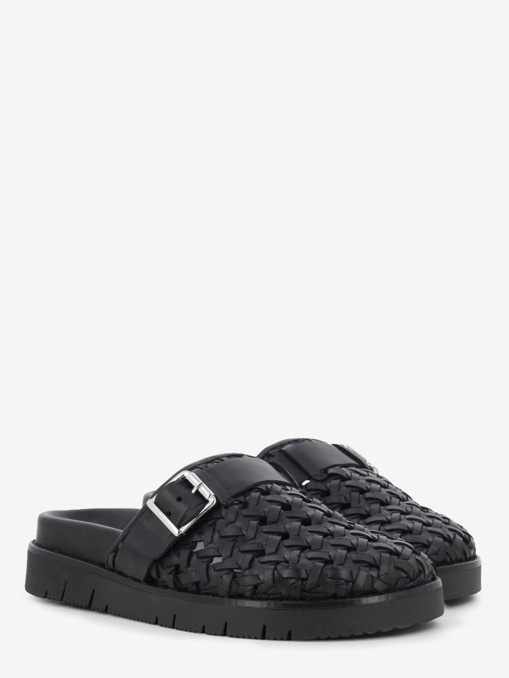 Black woven leather slipper