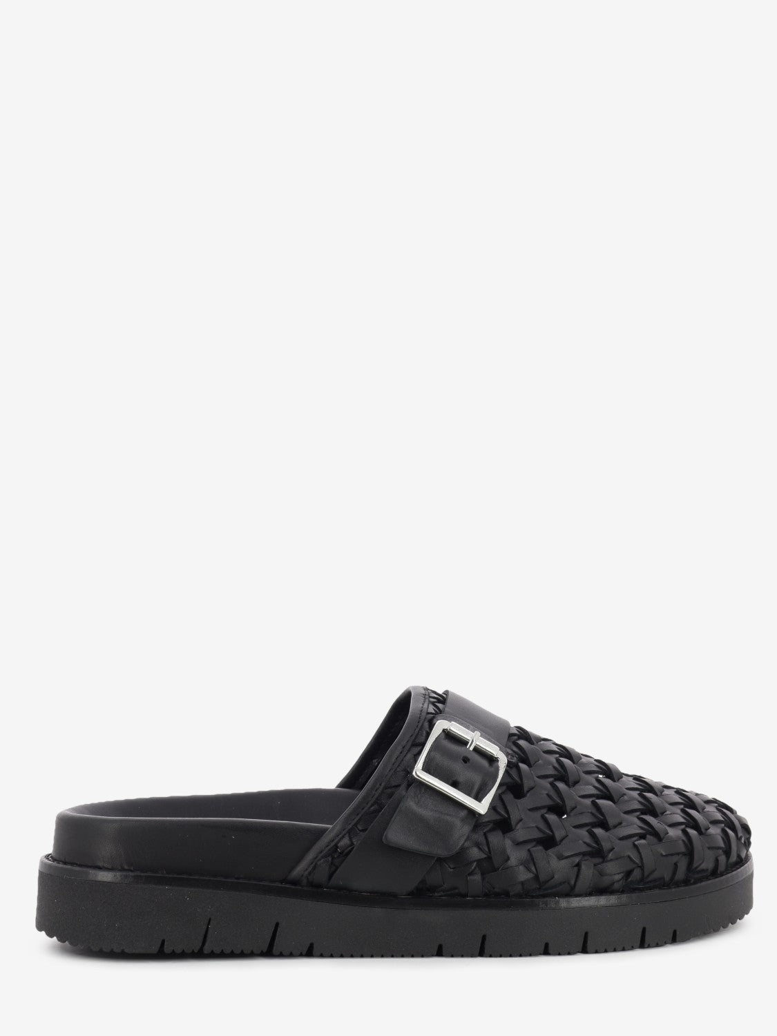 Black woven leather slipper