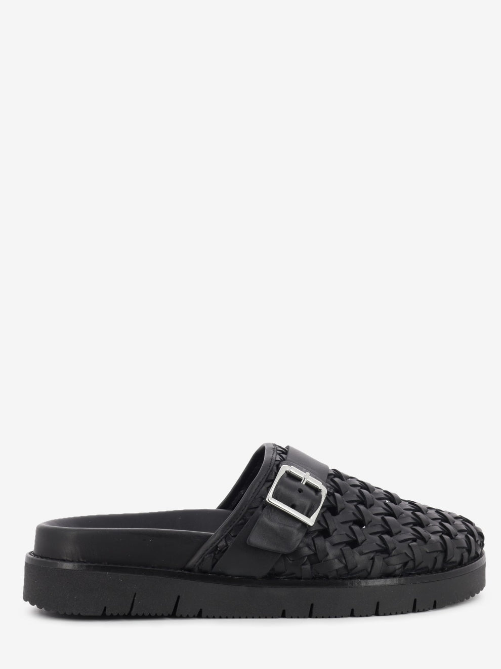 Black woven leather slipper