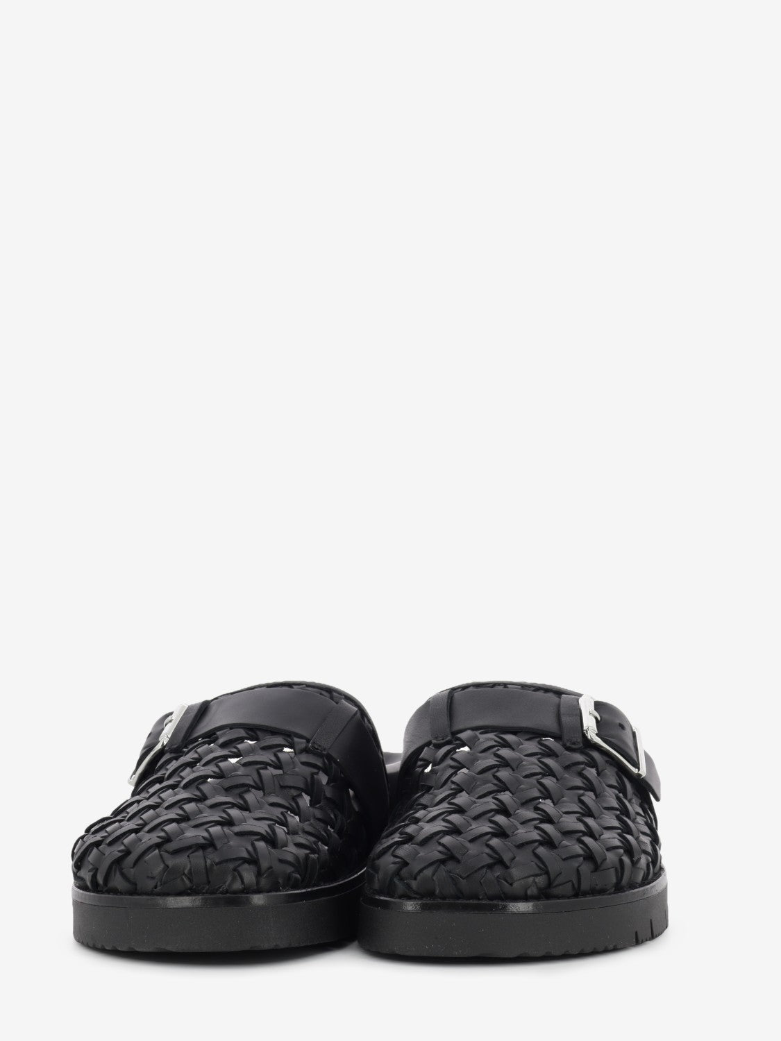 Black woven leather slipper