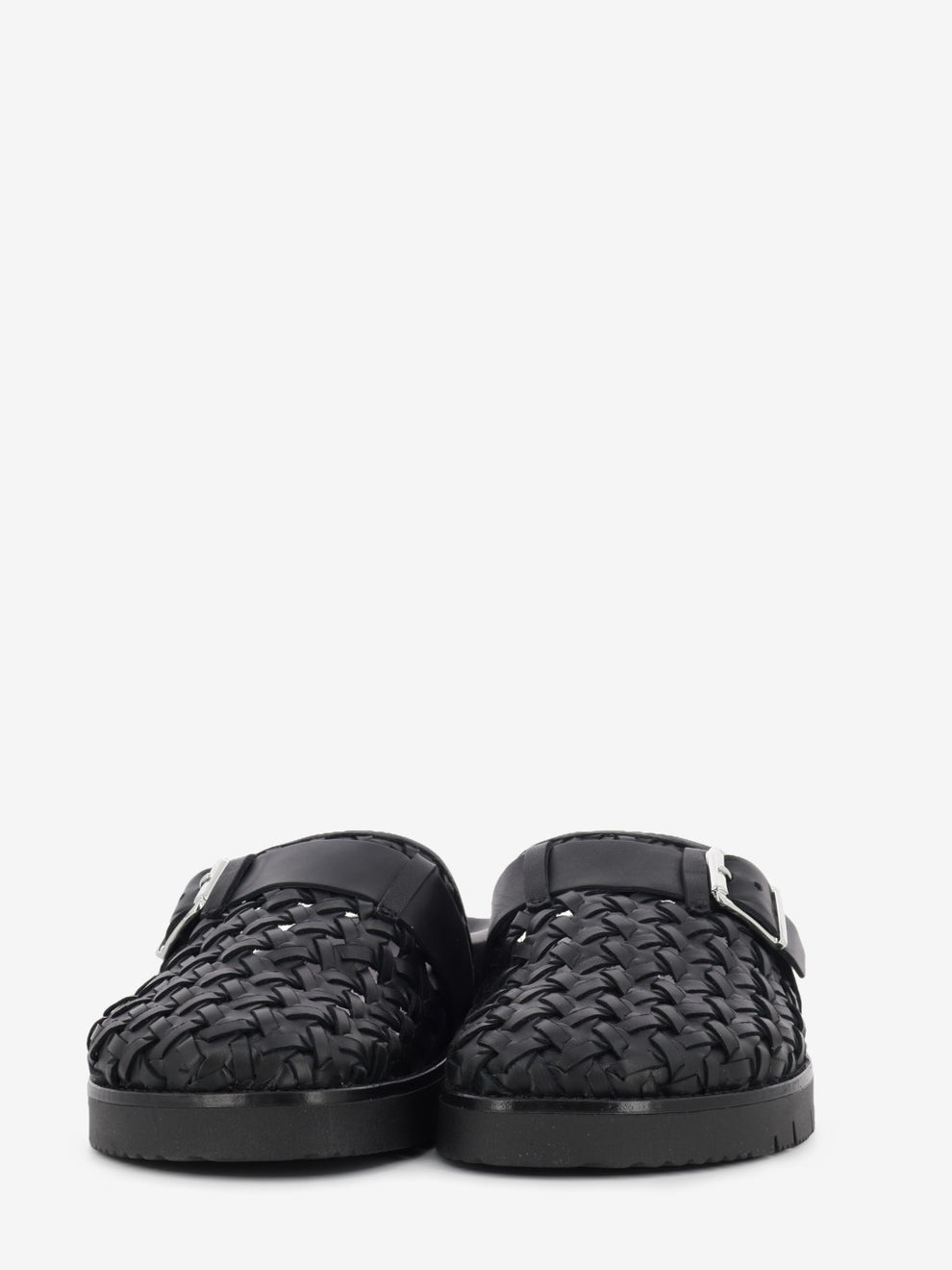 Black woven leather slipper