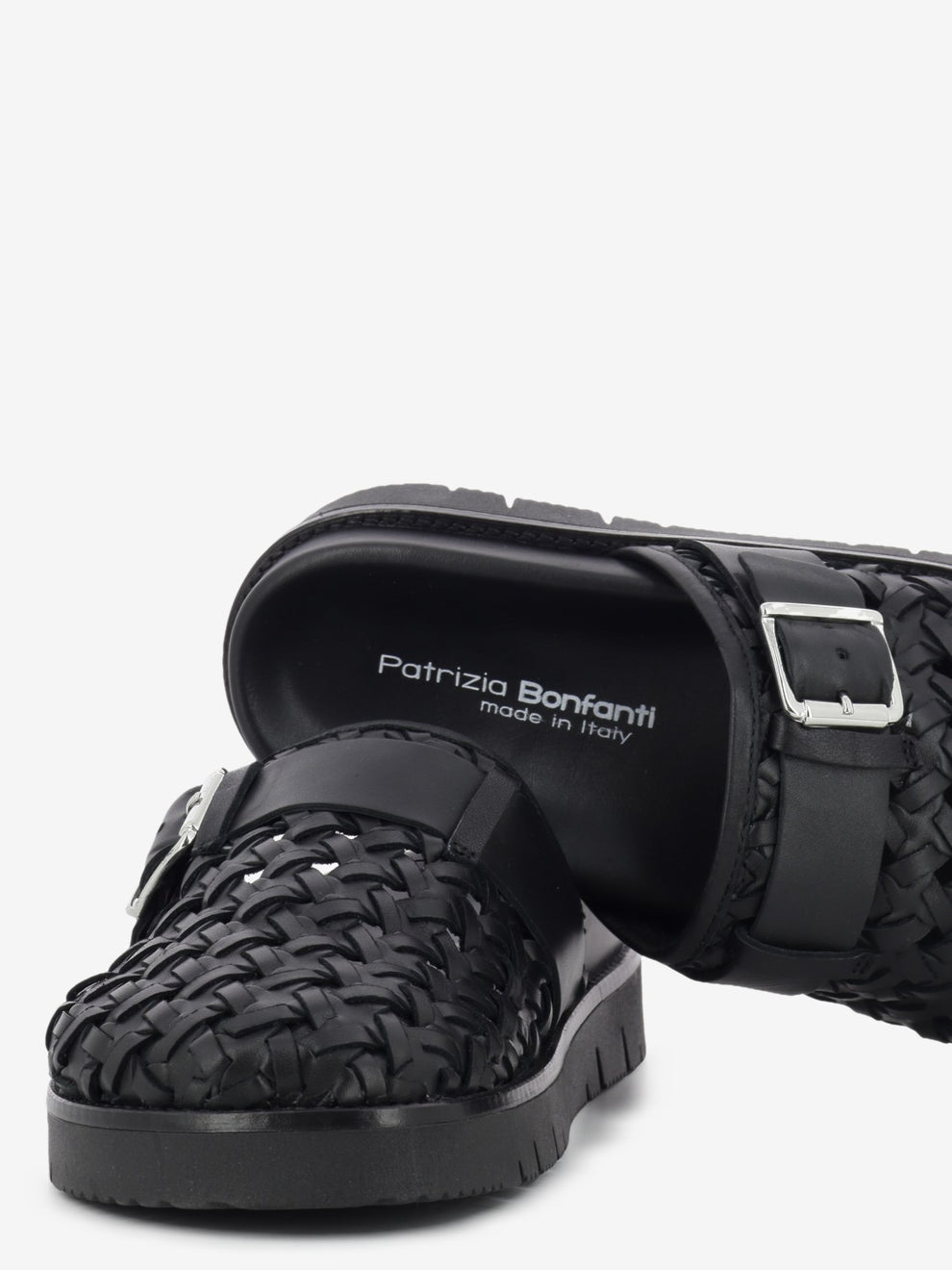 Black woven leather slipper