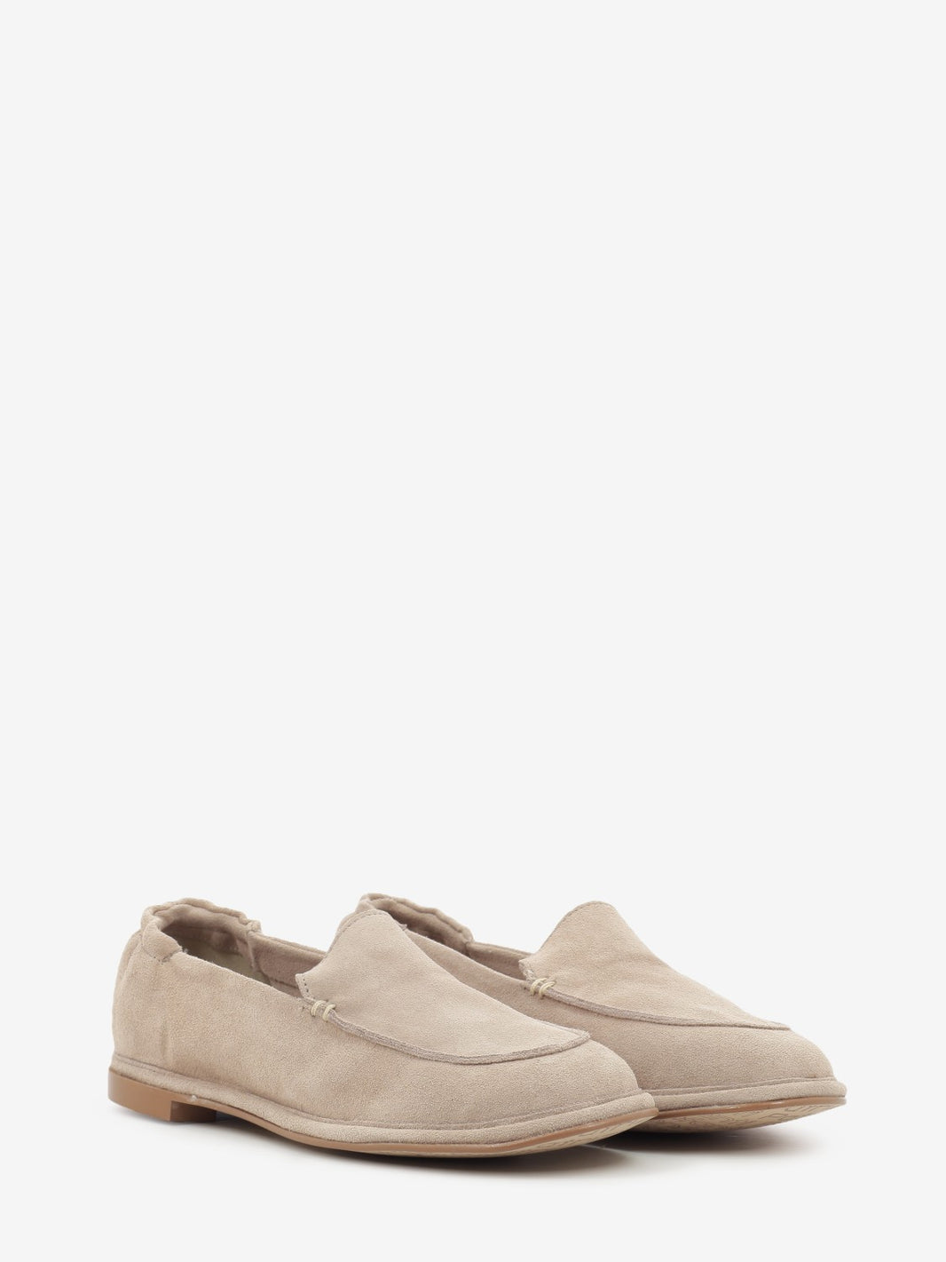 Pink suede loafers