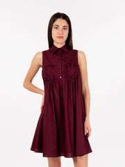 PATRIZIA PEPE - Abito chemisier in cotone dark plum