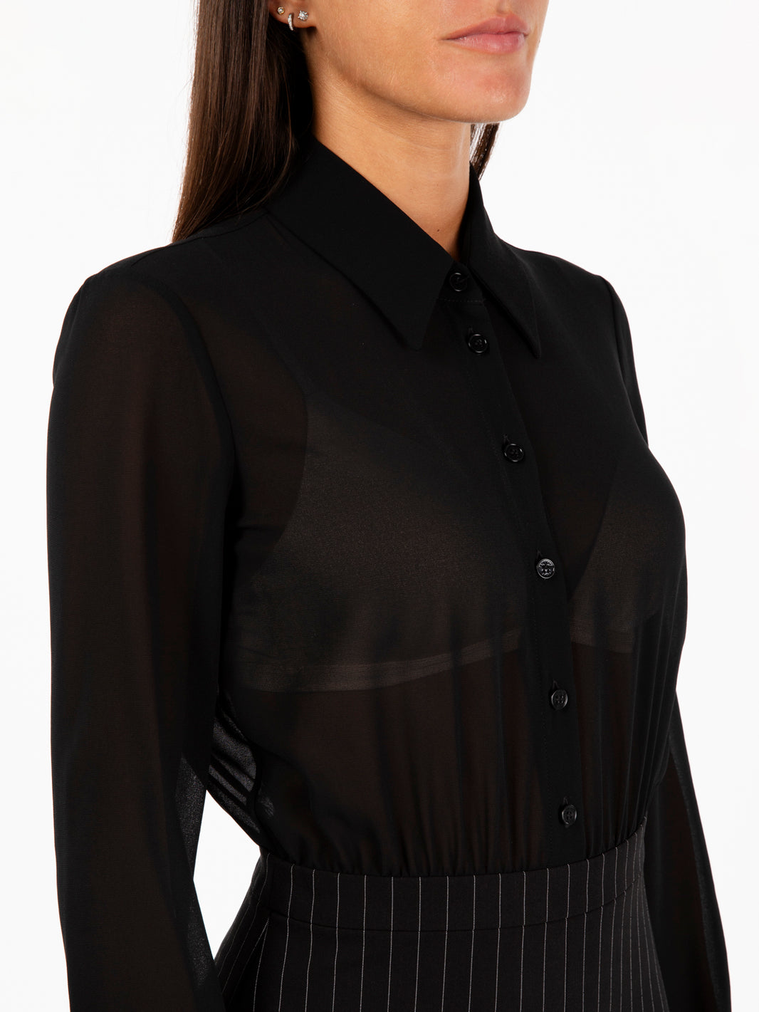 Abito con camicia gessato midi