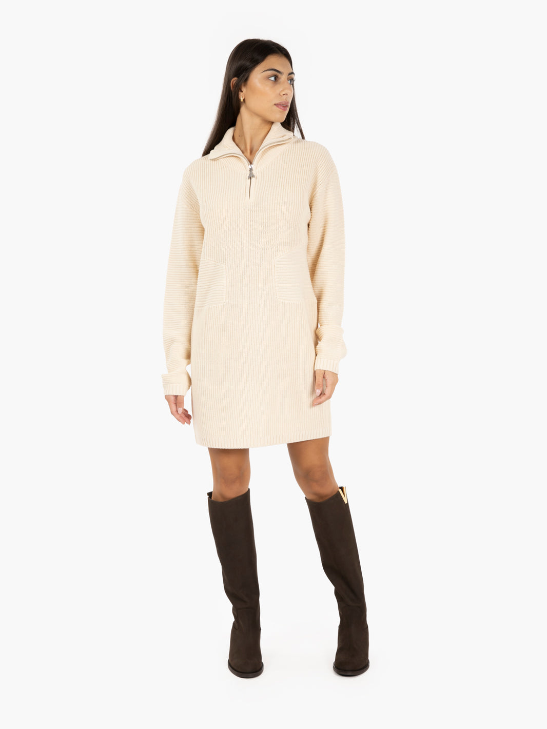 HALF ZIP DRESS WOOLY WHITE 2A2985/K9O3A_W405