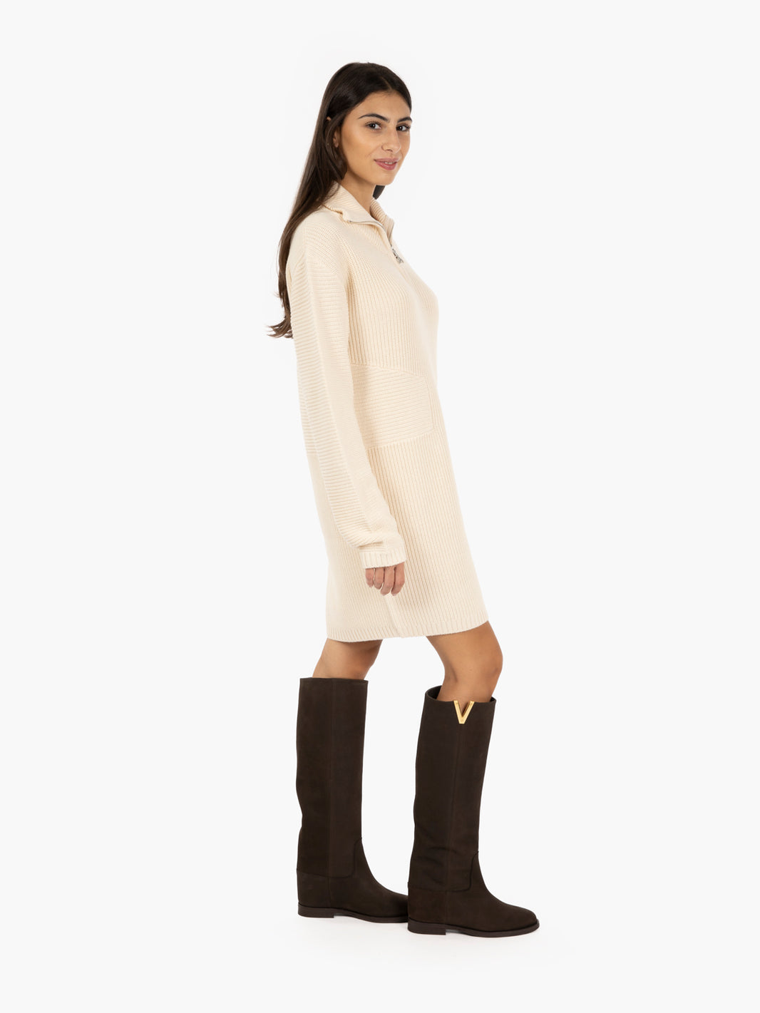 HALF ZIP DRESS WOOLY WHITE 2A2985/K9O3A_W405