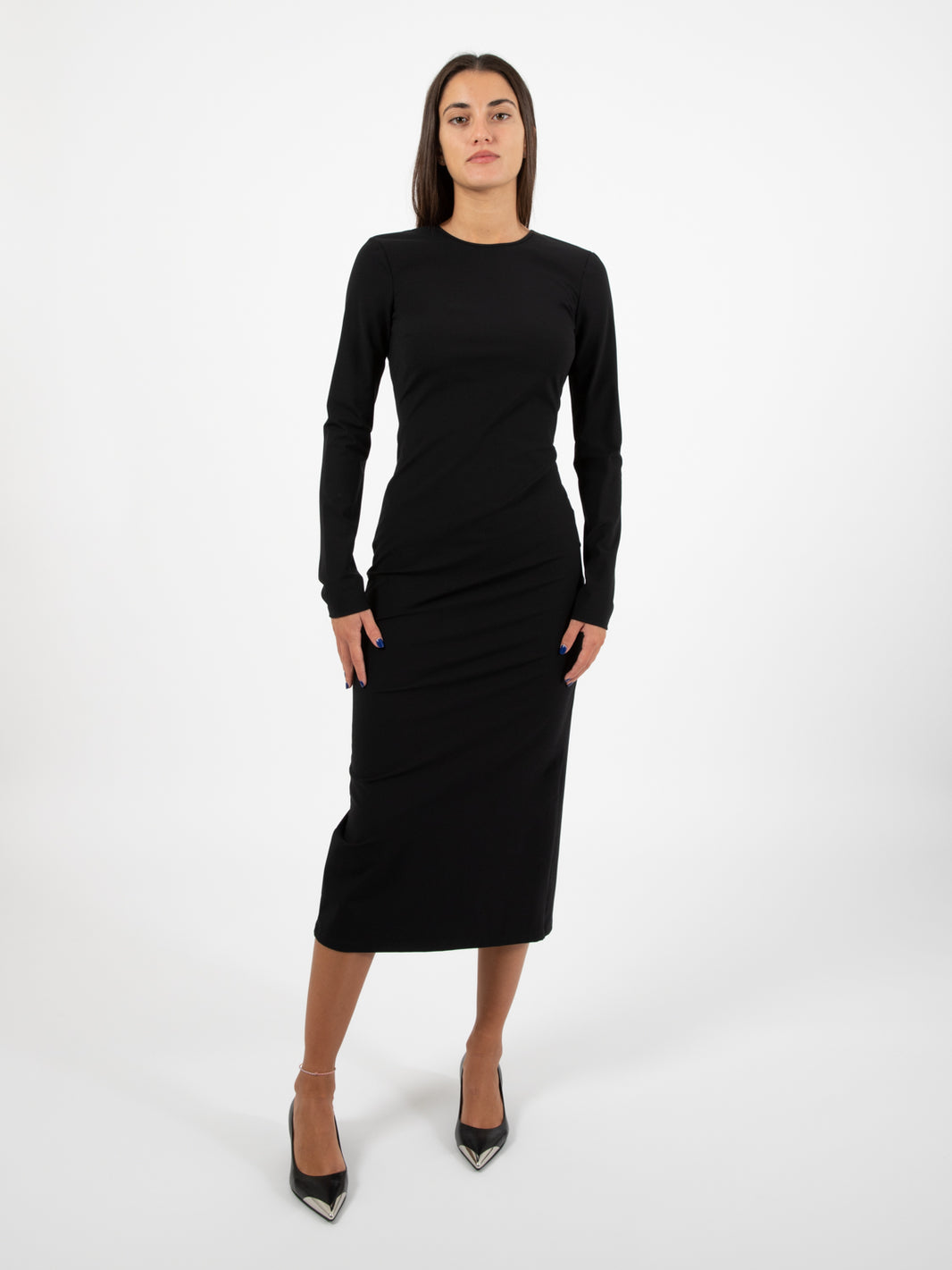 Black long dress with open back