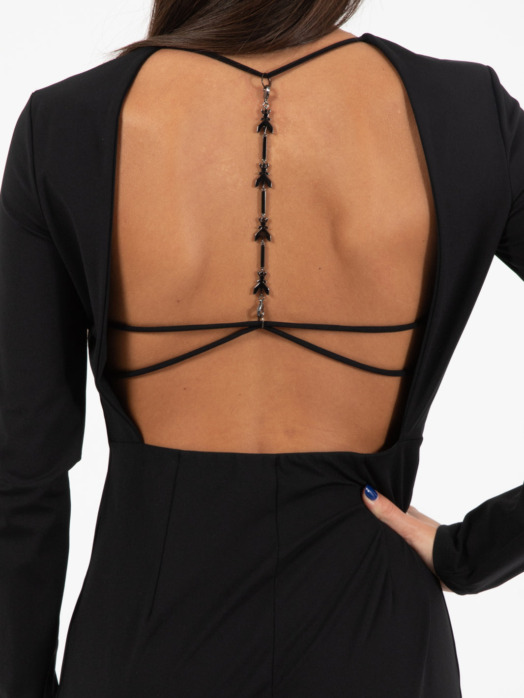 Black long dress with open back