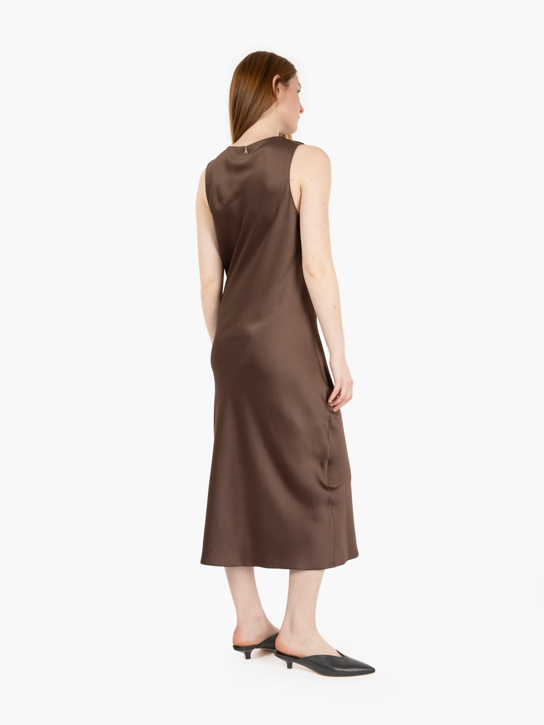 Sensual brown satin dress