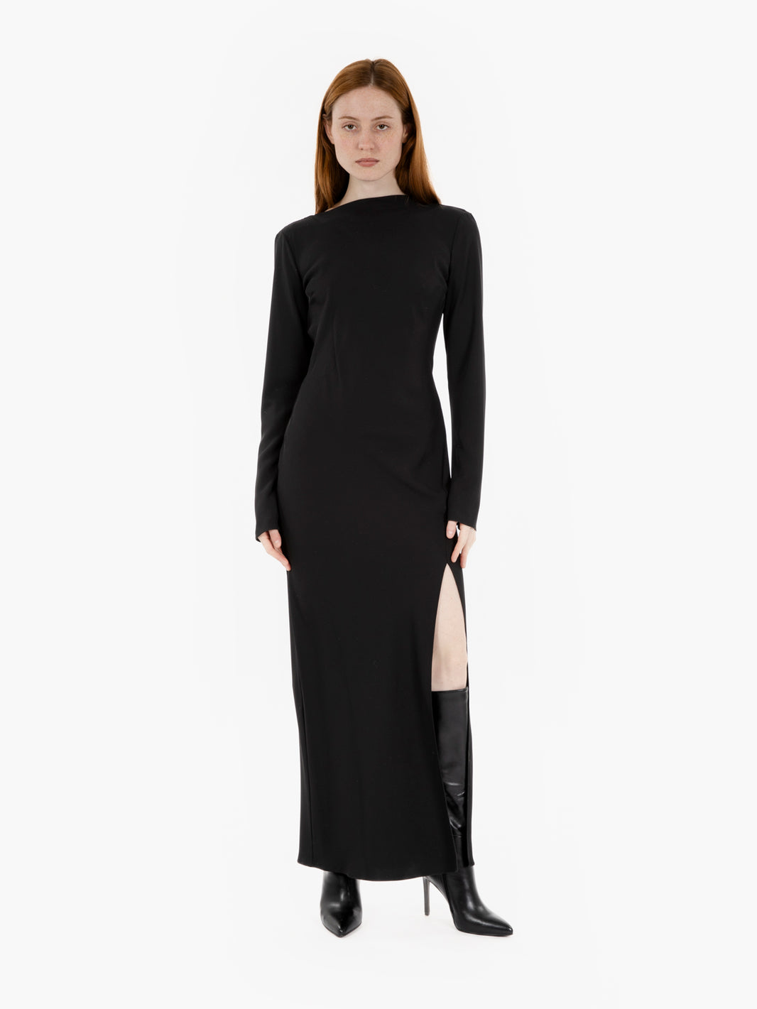 Long black dress with slit