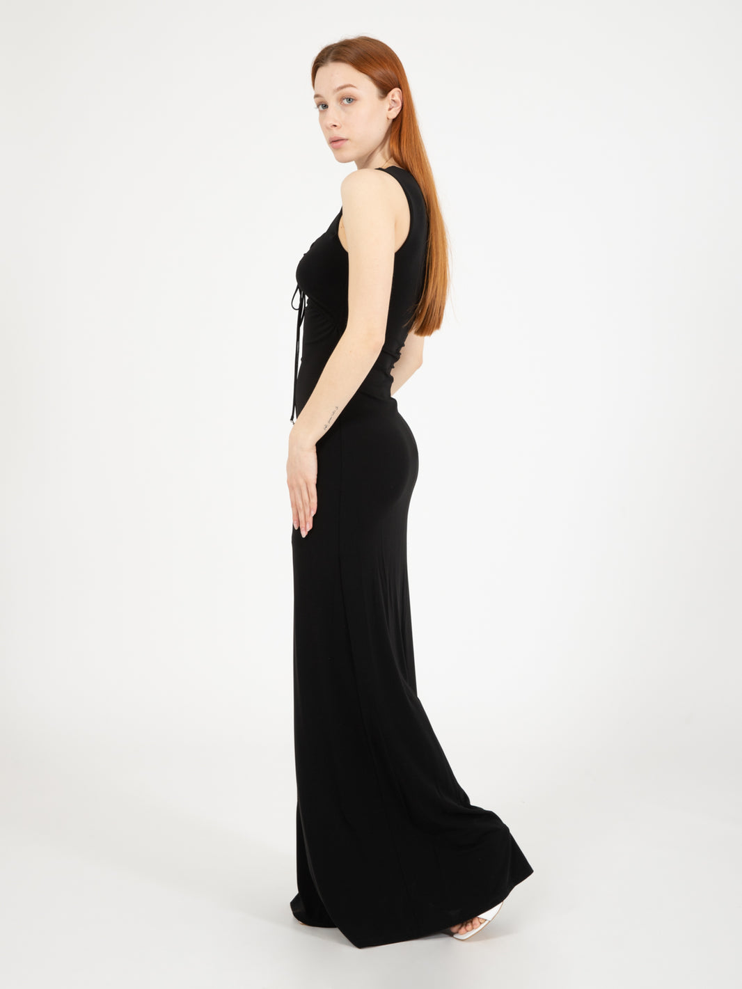 Abito lungo cut-out nero